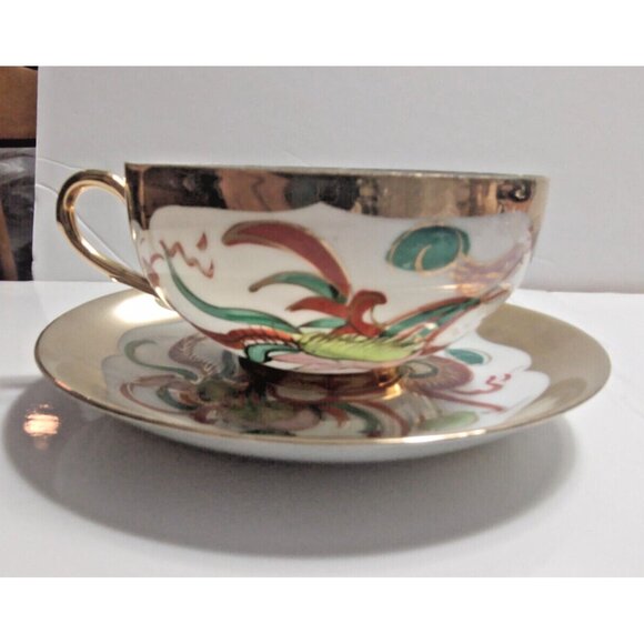 Chinese Dragon Hand Made Eggshell Porcelain Tea Cup & Saucer 22K Gold gilt - Picture 2 of 16